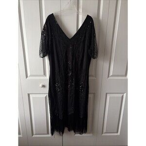 BABEYOND Vintage 1920’s Paisley Flapper Fringe Dress Black Size 5 XL NWT